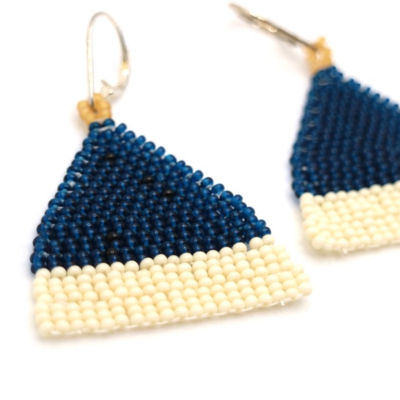 HANDMADE GLASS EARRINGS | Beehive Small Batch Handwoven Earrings in Moonbeam - Picture 1 of 5